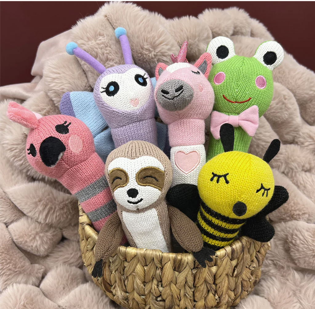 Frog Rattles Hand knit Rattle - Frog – Ollie & Lloyd