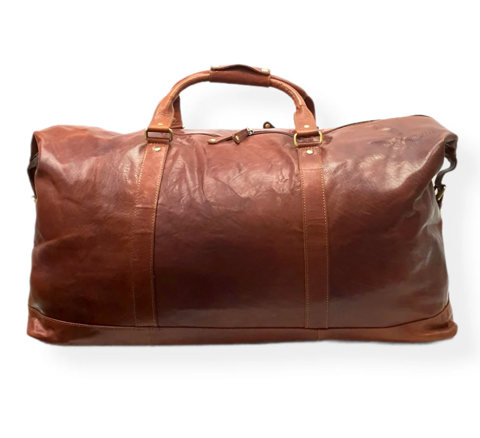 <b>Marcus Leather Overnight Travel Bag - Tan</b>