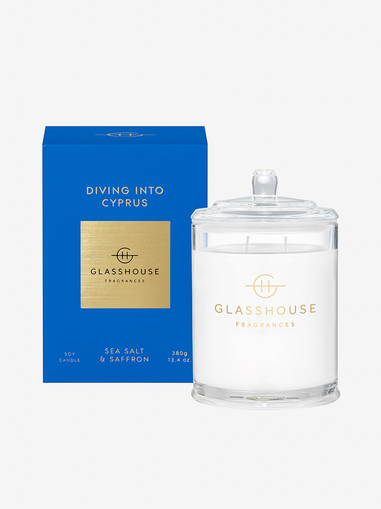 <b>Glasshouse Fragrances</b>  <br>Diving into Cyprus 380g Soy Candle